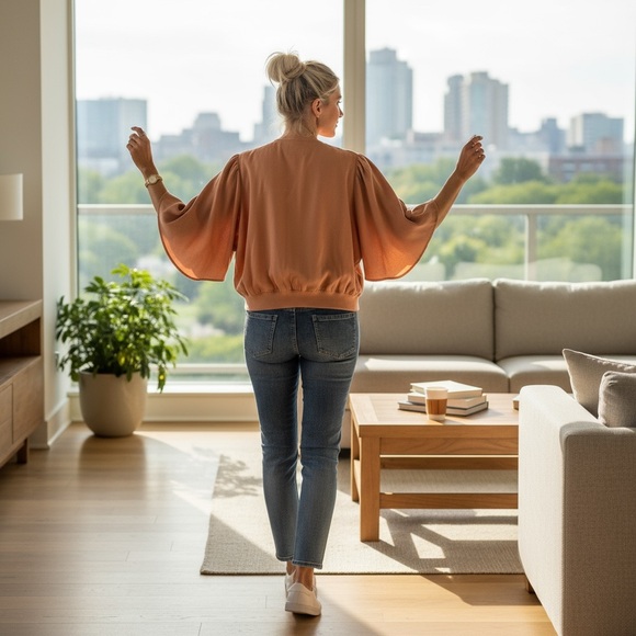 Eva Longoria Zip Front Batwing Jacket Dusty Rose Holiday Layer size Large - Picture 14 of 16